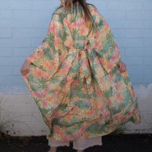 Palm Beach Floral Hibiscus Boho Kimono Robe